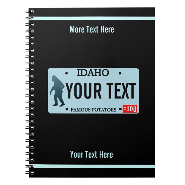 Caderno Espiral Placa de Licença Idaho Sasquatch (Frente)