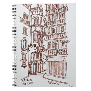 Caderno Espiral Placa de Manises no Centro Histórico   Valência, E