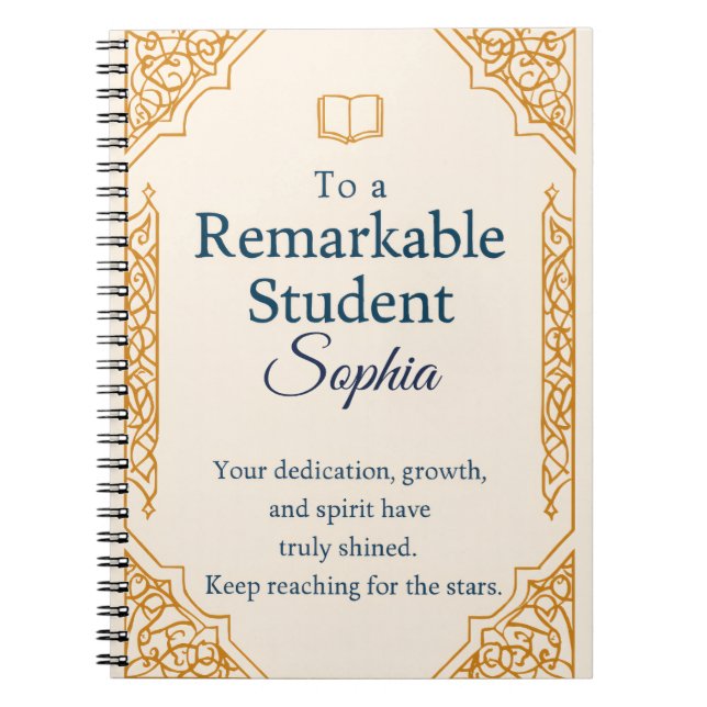 Caderno Espiral Placa de Parabéns Elegante para um travamento notá (Frente)