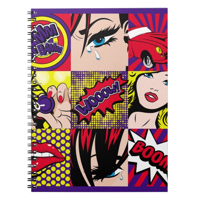 Caderno Espiral Placa de pop para ilustração, arte,pop,bela,cômica (Frente)