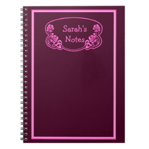 Caderno Espiral Placa do Ornamentado com estrutura rosa