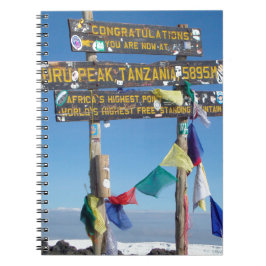 Caderno Espiral Placa indicativa no cume do Kilimanjaro Quênia