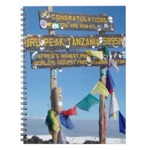 Caderno Espiral Placa indicativa no cume do Kilimanjaro Quênia