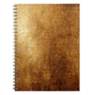 Caderno Espiral Placa metálica Dourada do Ornamentado clássico