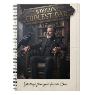 Caderno Espiral Placa "Pai Mais Legal do Mundo" e um Homem Sofisti