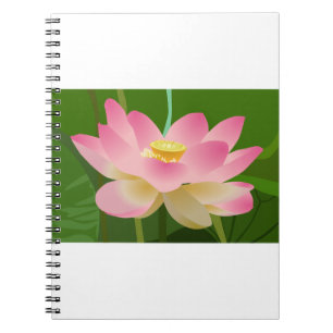 Caderno Espiral Placas de Flores de Lotus Lily Água Flor Rosa