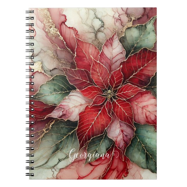 Caderno Espiral Placebo Festivo Personalizado Poinsettia (Frente)