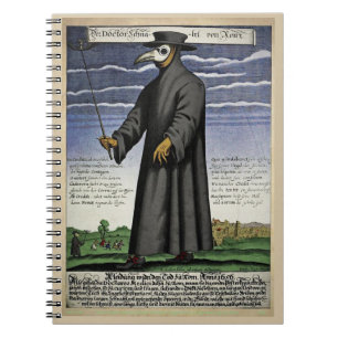Caderno Espiral Plague Doctor - Color Copper Engraving 1656 -
