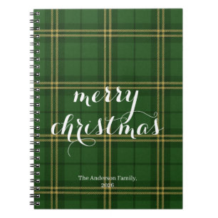 Caderno Espiral Plaid Clássico Feliz Natal Festivo -