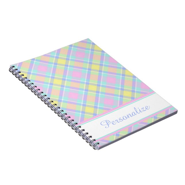 Caderno Espiral Plaid pastel personalizado (Lado Direito)