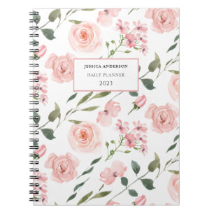 Caderno Espiral Planeador Cor Floral Rosa 2023