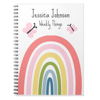 Caderno Espiral Planeador de Borboleta Arco-Íris de Pastel Cujo Ca