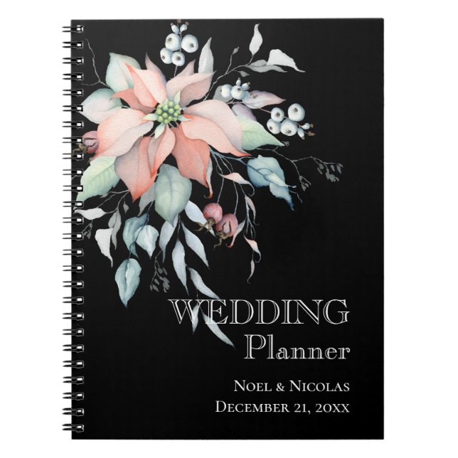 Caderno Espiral Planeador de Casamento da Mágica de Natal/Poinsett (Frente)