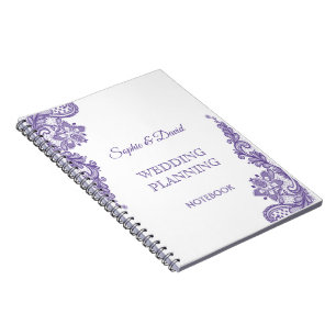 Caderno Espiral Planeador de Casamento de Lugar Ultra Violeta Mode
