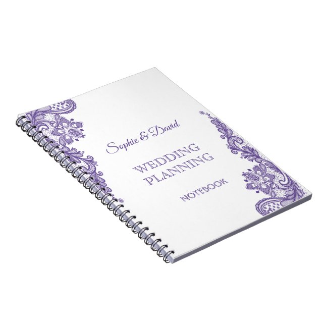 Caderno Espiral Planeador de Casamento de Lugar Ultra Violeta Mode (Lado Direito)