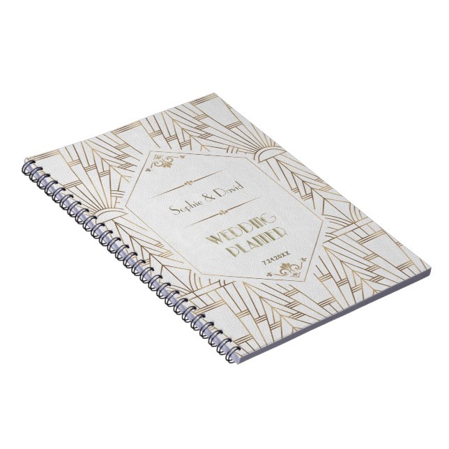 Caderno Espiral Planeador de Casamento Gatsby do Excelente Branco  (Lado Direito)