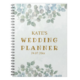 Caderno Espiral Planeador de casamento verde do sábio Eucalyptus