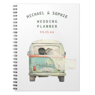 Caderno Espiral Planeador de Casamentos Personalizados da Modern W