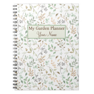 Caderno Espiral Planeador de Jardim Floral Verde e Castanho Person