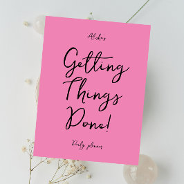 Caderno Espiral Planeador diário rosa do nome personalizado da cot