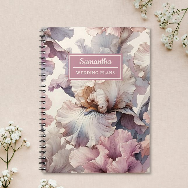 Caderno Espiral Planeamento De Casamento Floral Rosa Elegante Pers (Criador carregado)