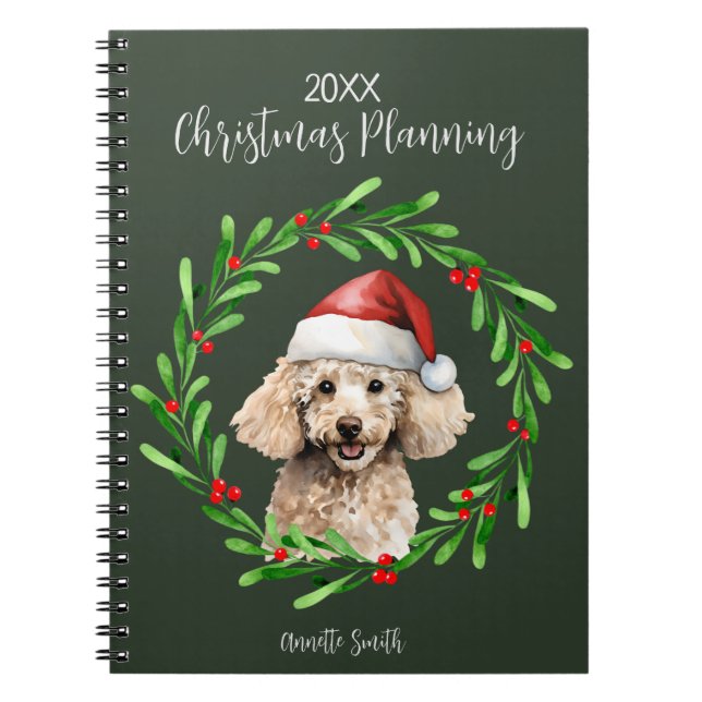Caderno Espiral Planeamento Natal - Poodle de Cachorros Padrão Min (Frente)