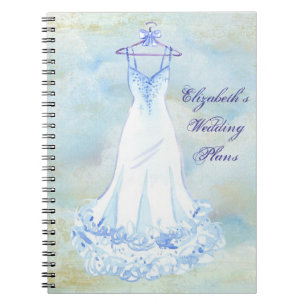 Caderno Espiral Planejador branco do casamento da aguarela do