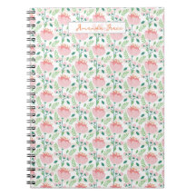 Planejador com padrão floral em rosa e laranja