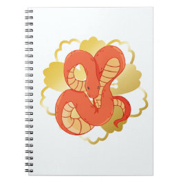 Caderno Espiral Planejador de Arte Floral Dourado e Serpente Verme