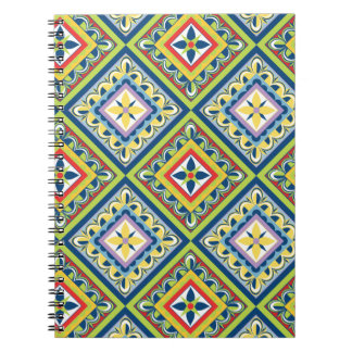 Caderno Espiral Planejador de Azulejos Talavera Verde Vibrante