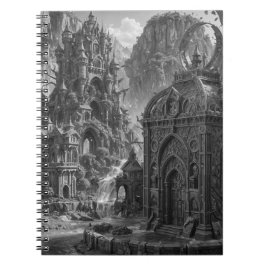 Caderno Espiral planejador de calendário de arte digital de IA