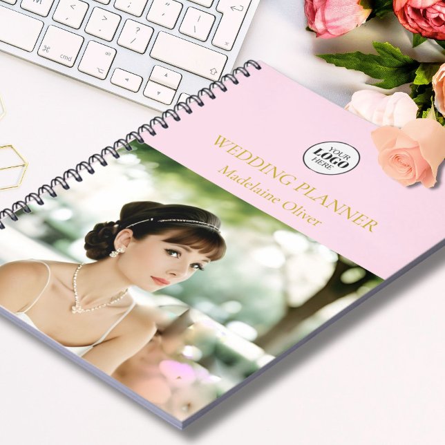 Caderno Espiral Planejador de Casamento Código QR Rosa Foto (Criador carregado)