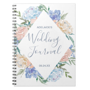 Caderno Espiral Planejador de Casamento de Diamante Azul Dusty