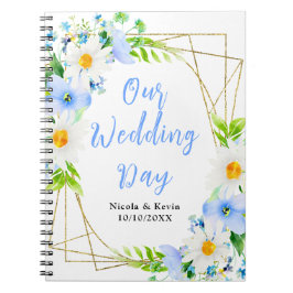 Caderno Espiral Planejador de Casamento Floral Margaridas Não-Me-E