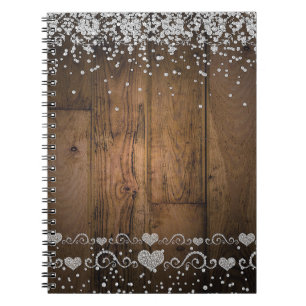 Caderno Espiral Planejador de Casamento Glam Diamantes Madeira Rús