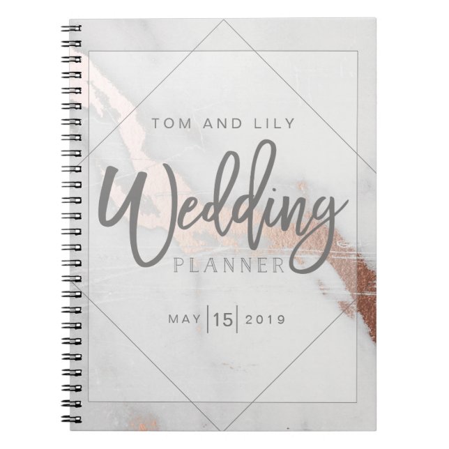 CADERNO ESPIRAL PLANEJADOR DE CASAMENTO MARBLE E METÁLICO NOTEPAD (Frente)
