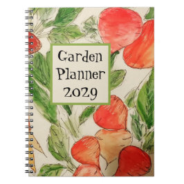 Caderno Espiral Planejador de jardim com aquarela de legumes