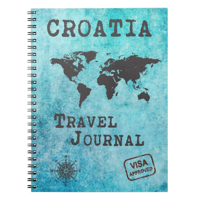 Caderno Espiral Planejador de Viagem de Diário da Croácia (Frente)