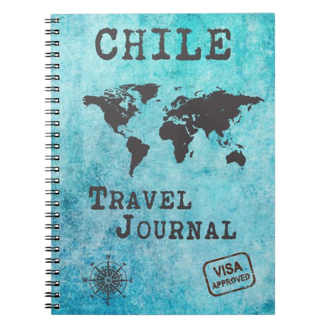 Caderno Espiral Planejador de Viagem de Diário do Chile (Frente)