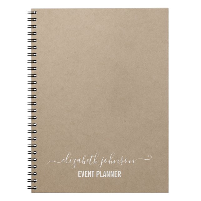 Caderno Espiral Planejador Kraft Minimalista Moderno (Frente)