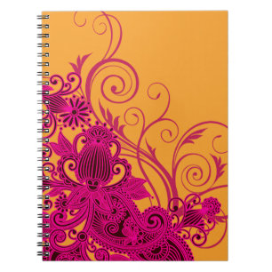 Caderno Espiral Planejador nupcial asteca de Paisley - nectarina