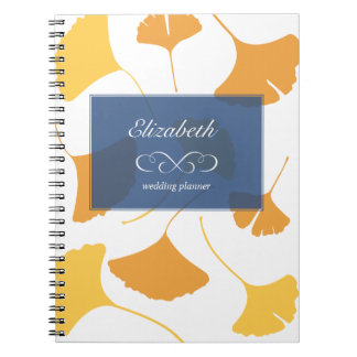 Caderno Espiral Planejador personalizado de folhas de ginkgo caind