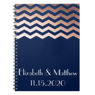 Caderno Espiral Planejador Wedding personalizado Chevron Dourado