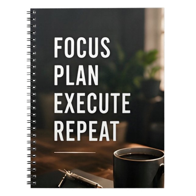 Caderno Espiral 🎯 Planejar Foco Executar Repetir Mentalidade de S (Frente)