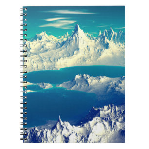 Caderno Espiral Planeta alienígena - Trabalho de arte 3D ed Comput