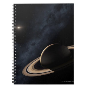 Caderno Espiral Planeta de Saturn no sistema solar, fim-acima