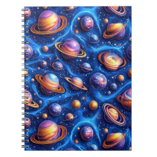 Caderno Espiral Planetas da galáxia da Lua