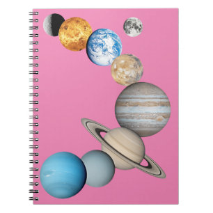 Caderno Espiral Planetas do sistema solar (alterável a cores)