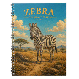 Caderno Espiral Planícies de Capim Zebra Watercolor GeoSaga