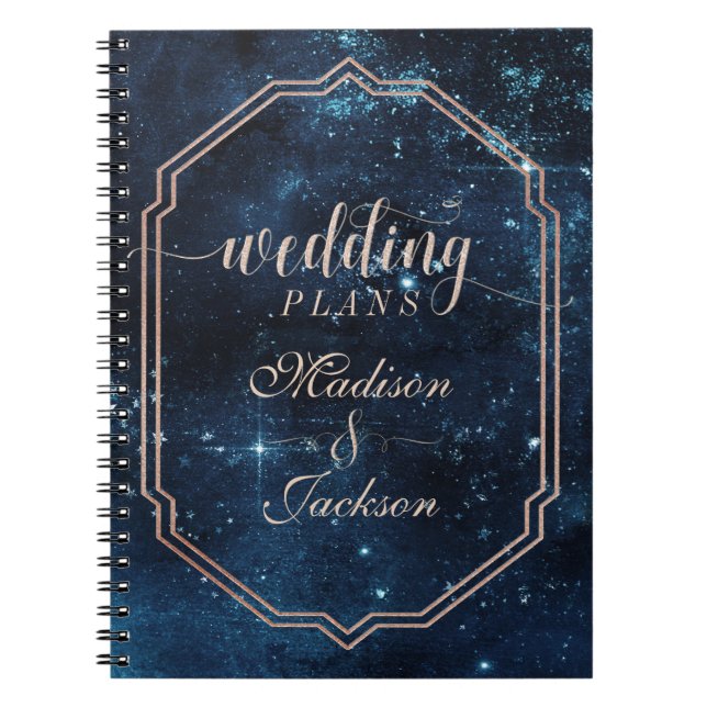Caderno Espiral Planner de Casamento da Galáxia Celestial da Estre (Frente)